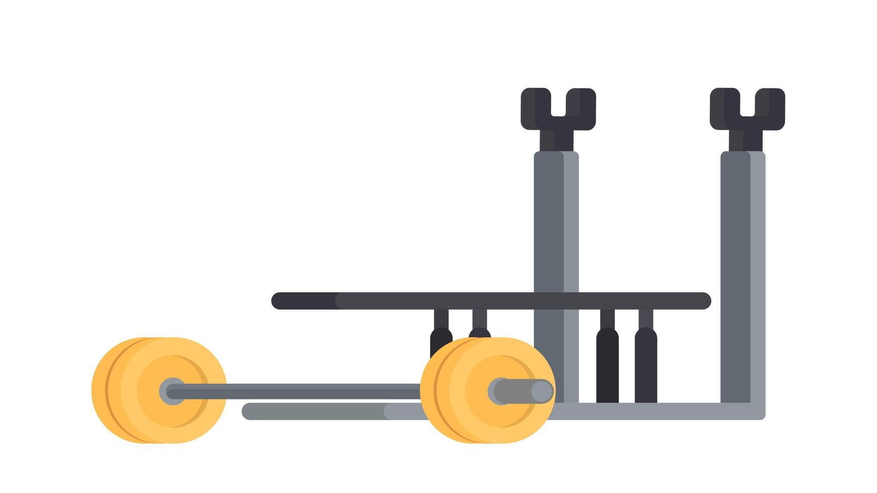 The simulator for a bench press. Barbell. The simulator with a barbell is isolated on a white background. . vector
