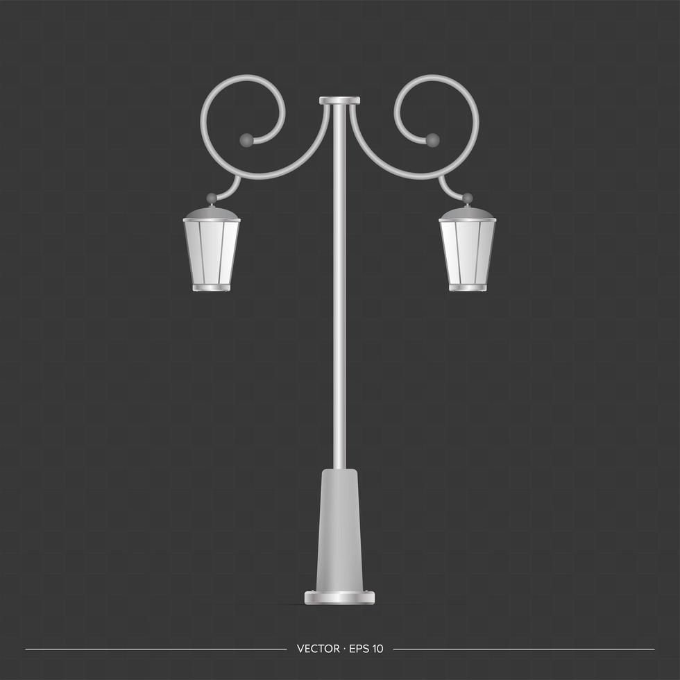 Street lamp. Metal lamppost. Realistic vector illustration.