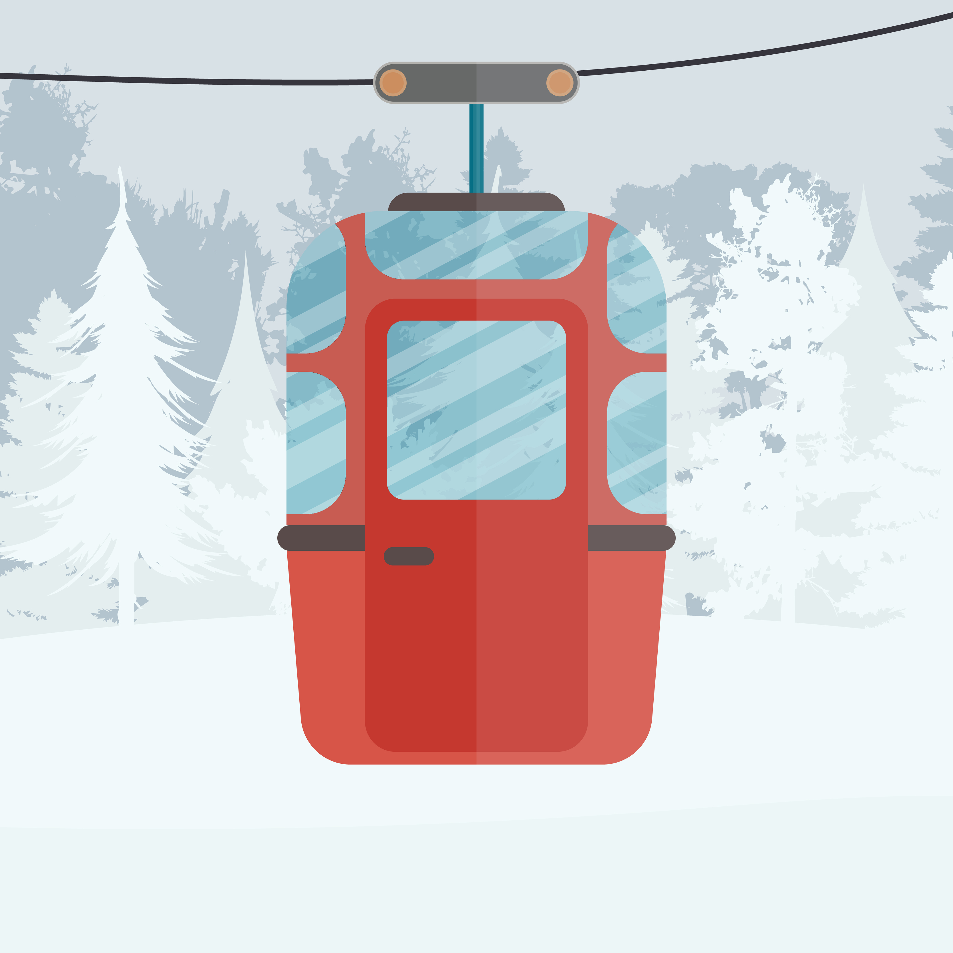Cable car with trailers in the winter forest. Funicular carriage. Cartoon  style. Vector illustration. 5115216 Vector Art at Vecteezy