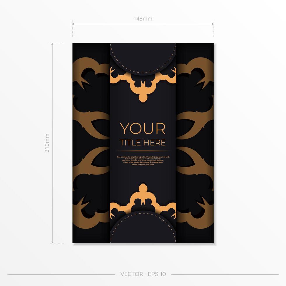 Dark postcard design with vintage Indian mandala ornament. vector