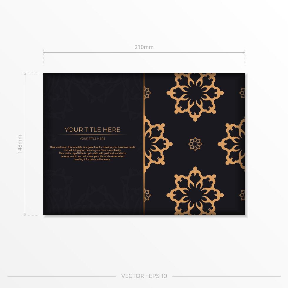 Dark postcard design with vintage Indian mandala ornament. Elegant and classic vector elements ready for print and typography.