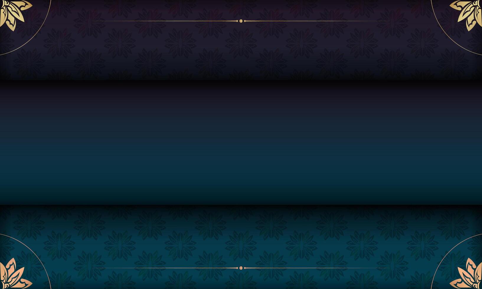 Background with gradient blue color with mandala gold ornament and place under your logo or text vector
