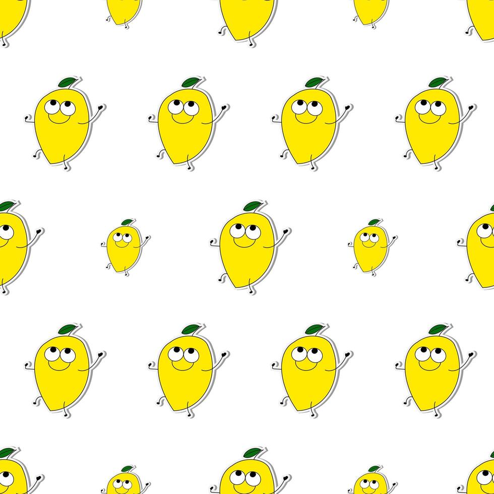 Lemon seamless pattern in flat style. Lemon sticker. Suitable for backgrounds, postcards, and wrapping paper. . vector