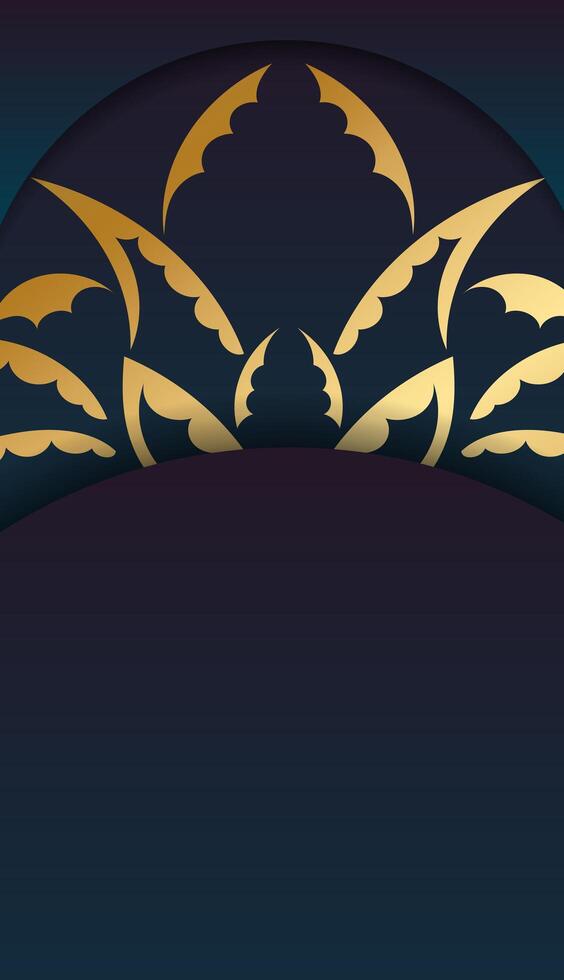 Golden oriental background with a blue background vector