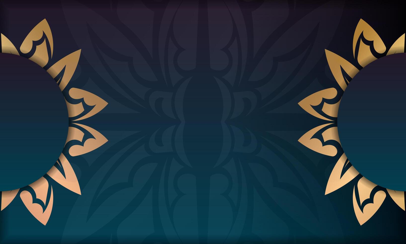 Gradient blue background with mandala gold pattern and place under your logo or text vector