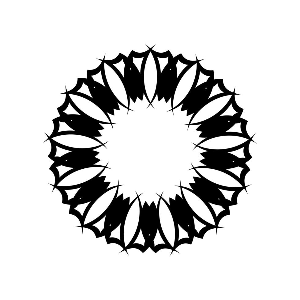 Vintage mandala black white round ornament. Isolated element for design and coloring on a white background. vector