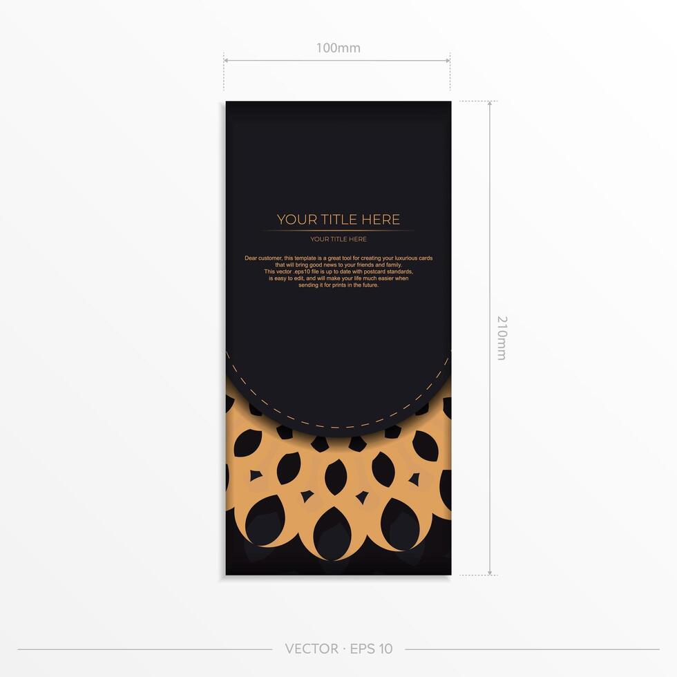 Dark postcard design with vintage Indian mandala ornament. Can be used as background and wallpaper. vector