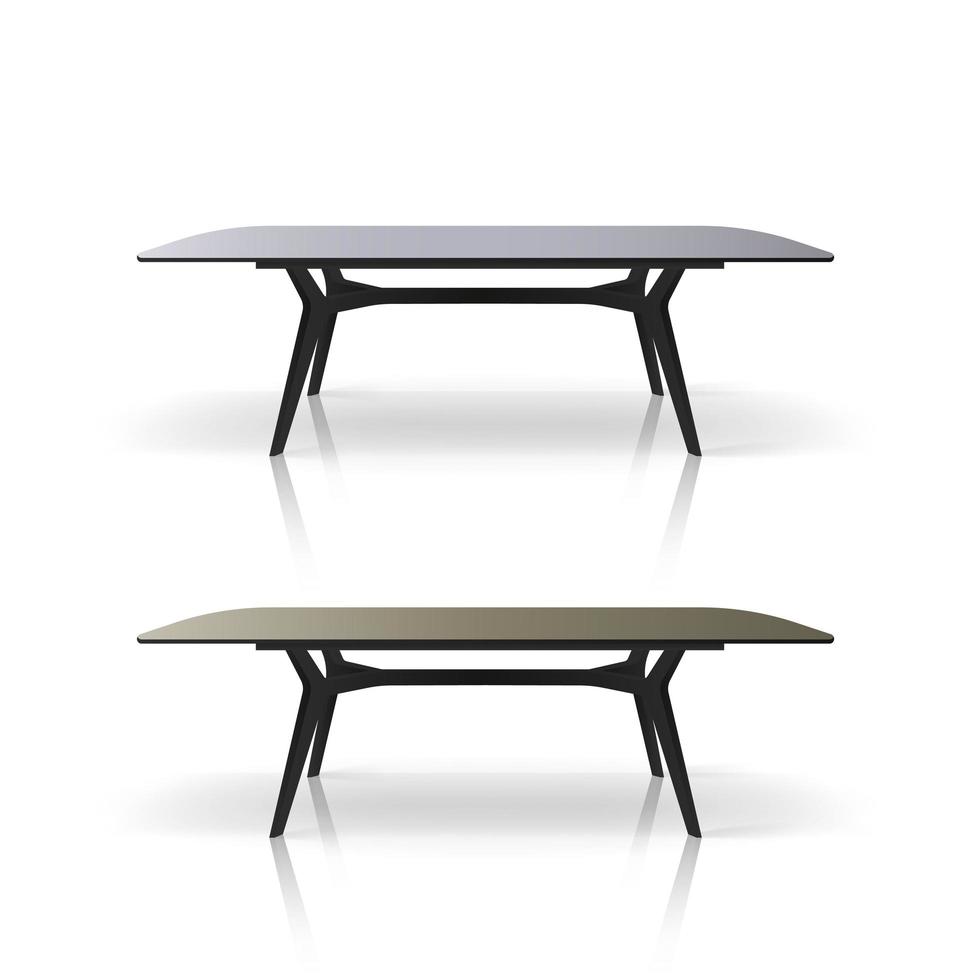 mesa estilo loft aislada sobre fondo blanco. una mesa con una superficie de madera y un marco de metal negro. vector. vector