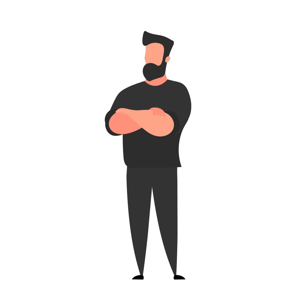Strong man. The guy folded his arms over his chest. Isolated. Vector. vector