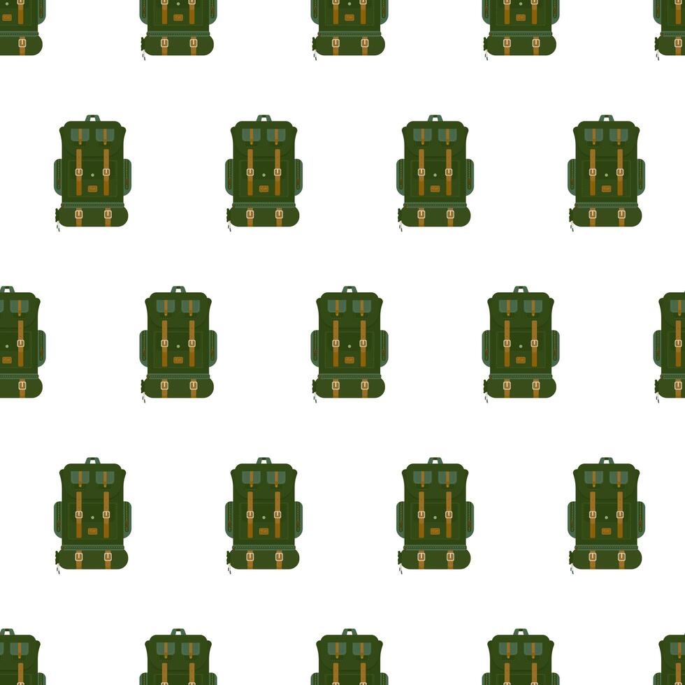 patrón de mochila militar estilo plano sin costuras para ilustración de vector web