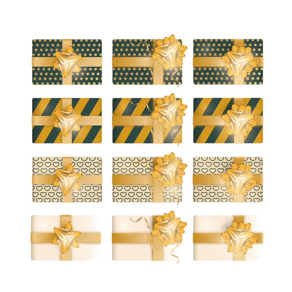 conjunto de caja de regalo 3d. colección de regalos realistas presenta una vista superior. ilustración vectorial vector