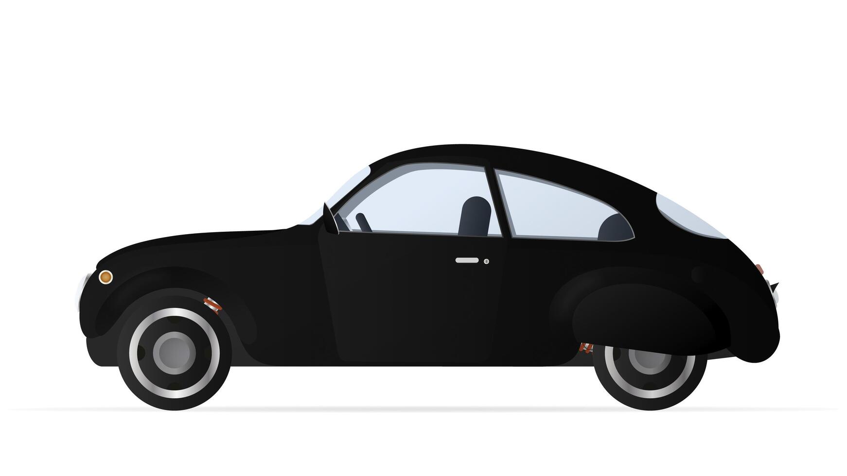 Vector black car in old style. Realistic red car isolated on a white background. Stock illustration.