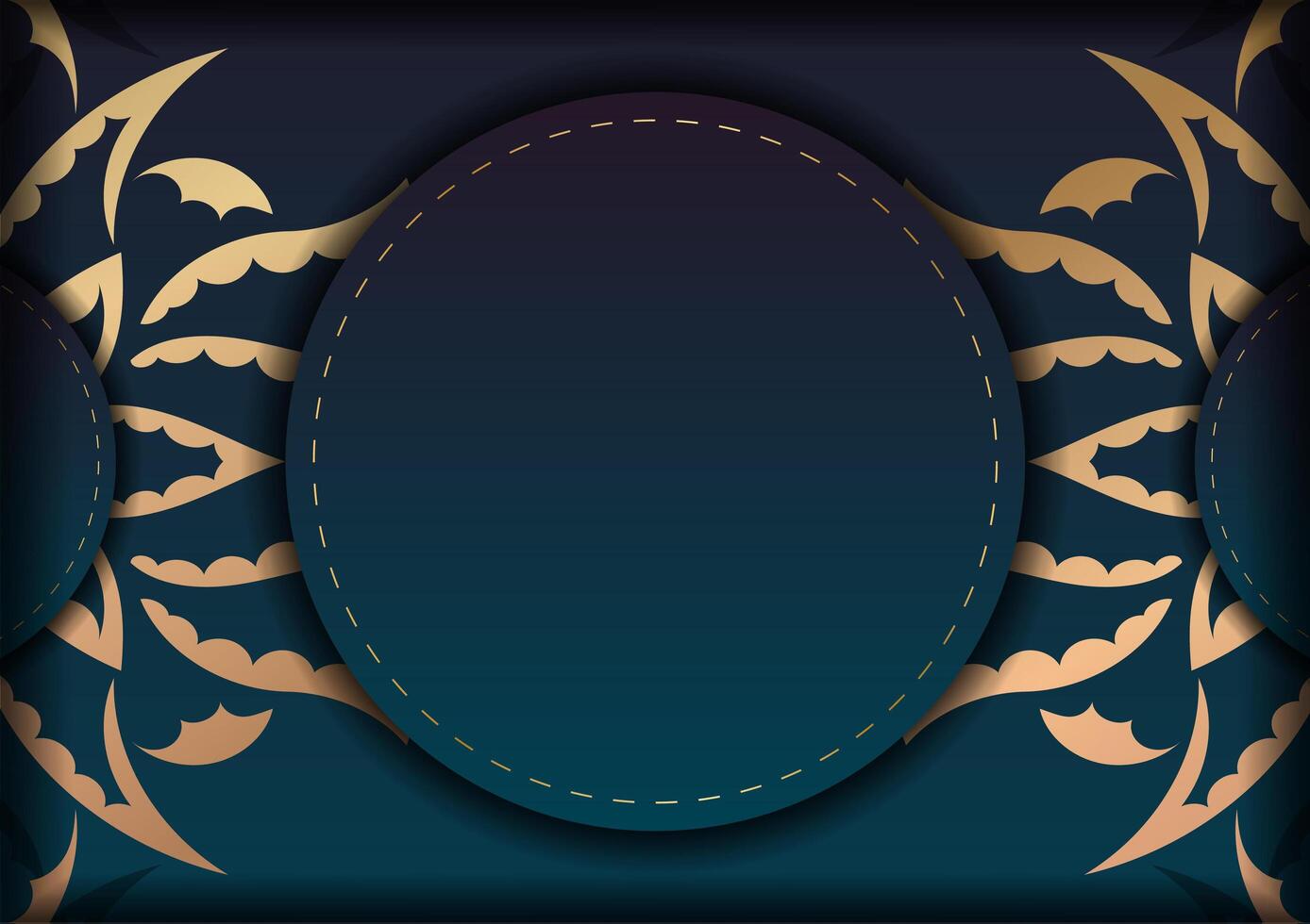 An ornate background with a circular frame and gold ornament vector