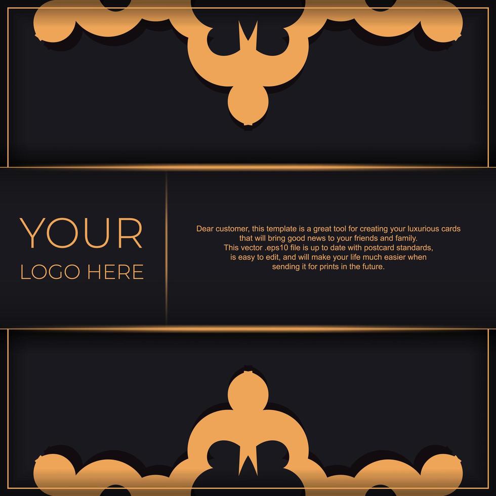 Dark postcard design with abstract vintage ornament. Elegant and classic vector elements ready for print and typography.