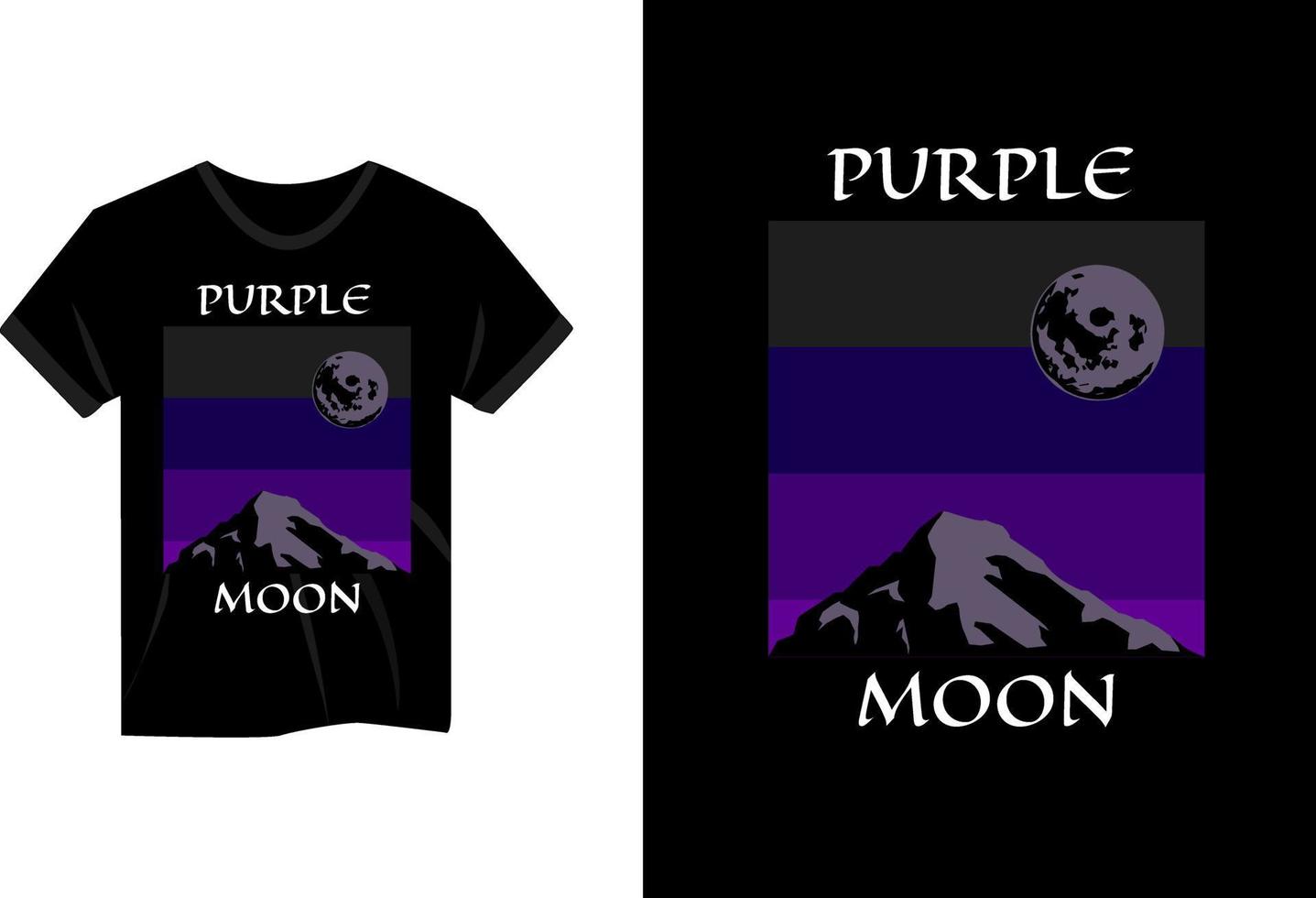 Purple moon mountain view retro t shirt design vector