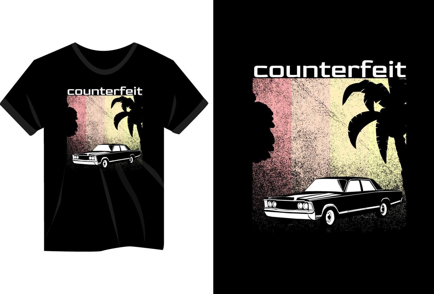 diseño de camiseta vintage retro de coche falsificado vector