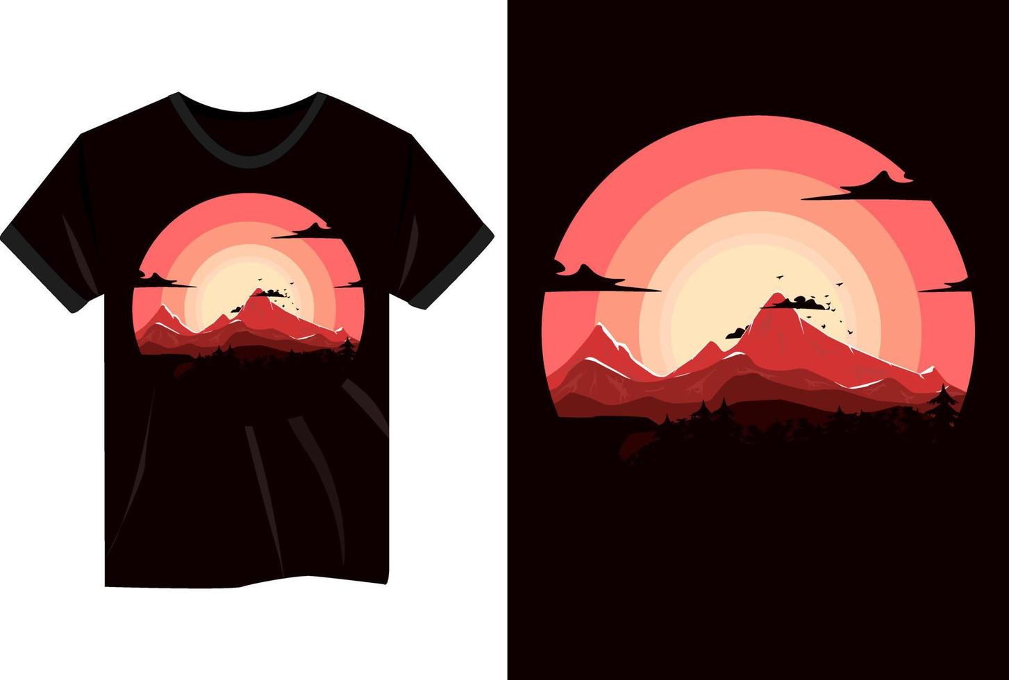 maqueta de camiseta de diseño retro paisaje vector