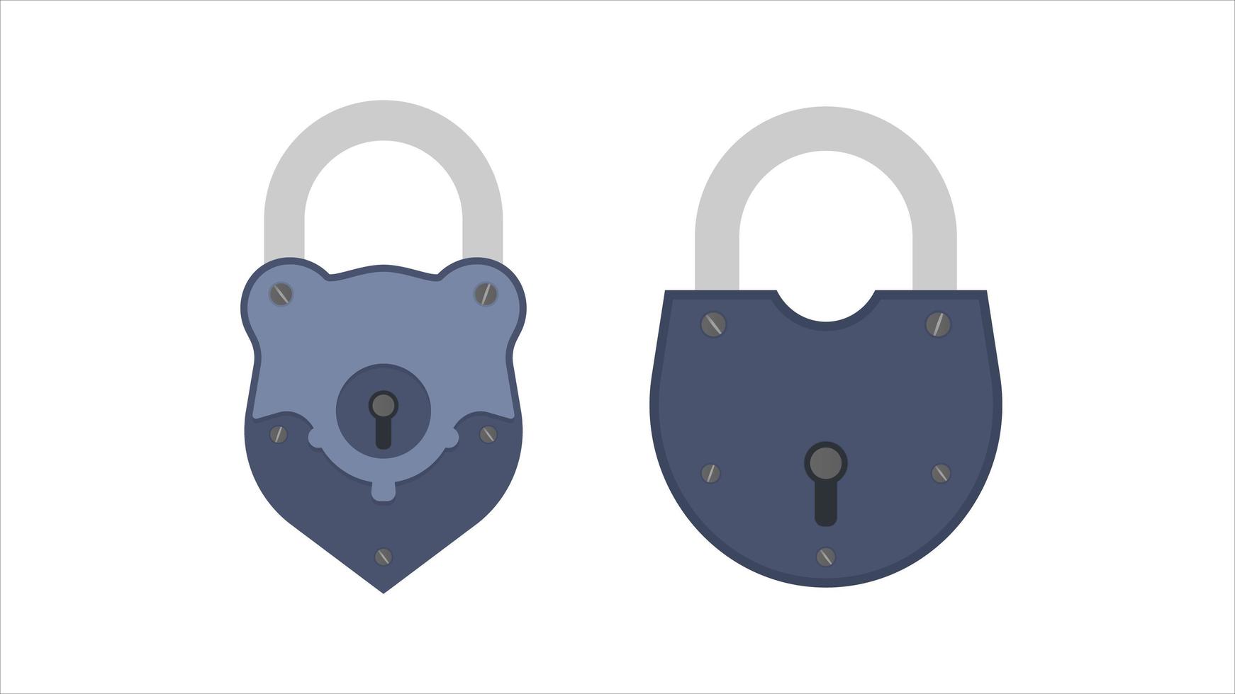 Old padlock in flat style. Antique padlock is isolated on a white background. Vector. vector