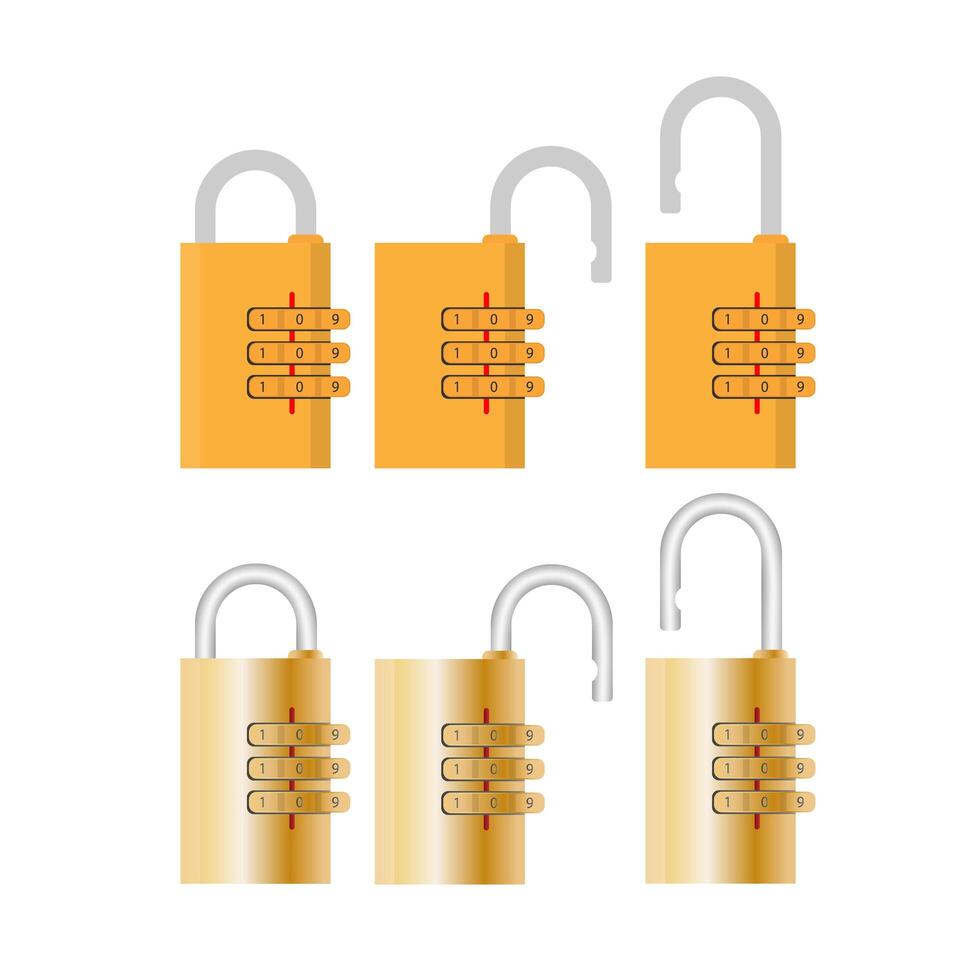 Padlock with code. Padlock for doors, safes and suitcases. Flat style. Vector. vector