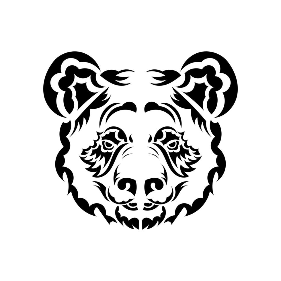 cabeza de panda dibujada a mano ornamentada con motivos étnicos. ilustración vectorial de garabatos en blanco y negro. vector