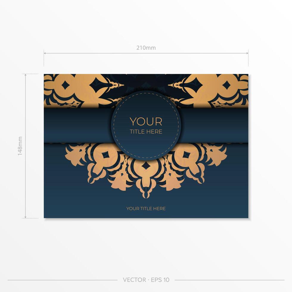 Dark blue invitation card template with abstract ornament. Elegant and classic elements ready for print and typography. Vector illustration.