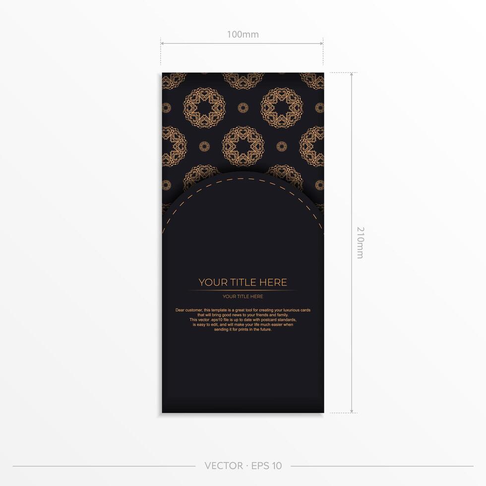 Black luxury invitation card design with vintage Indian ornament. Can be used as background and wallpaper. vector