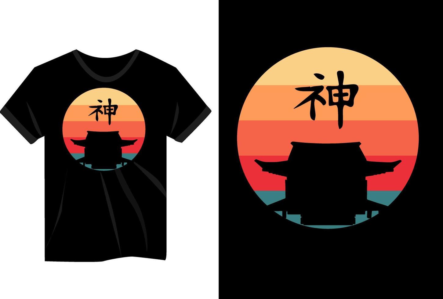 diseño de camiseta vintage de santuario japonés vector