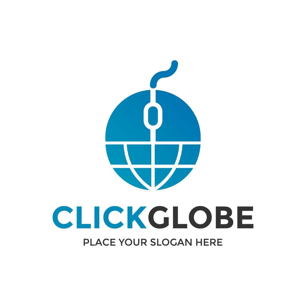 Click globe or internet vector logo template.