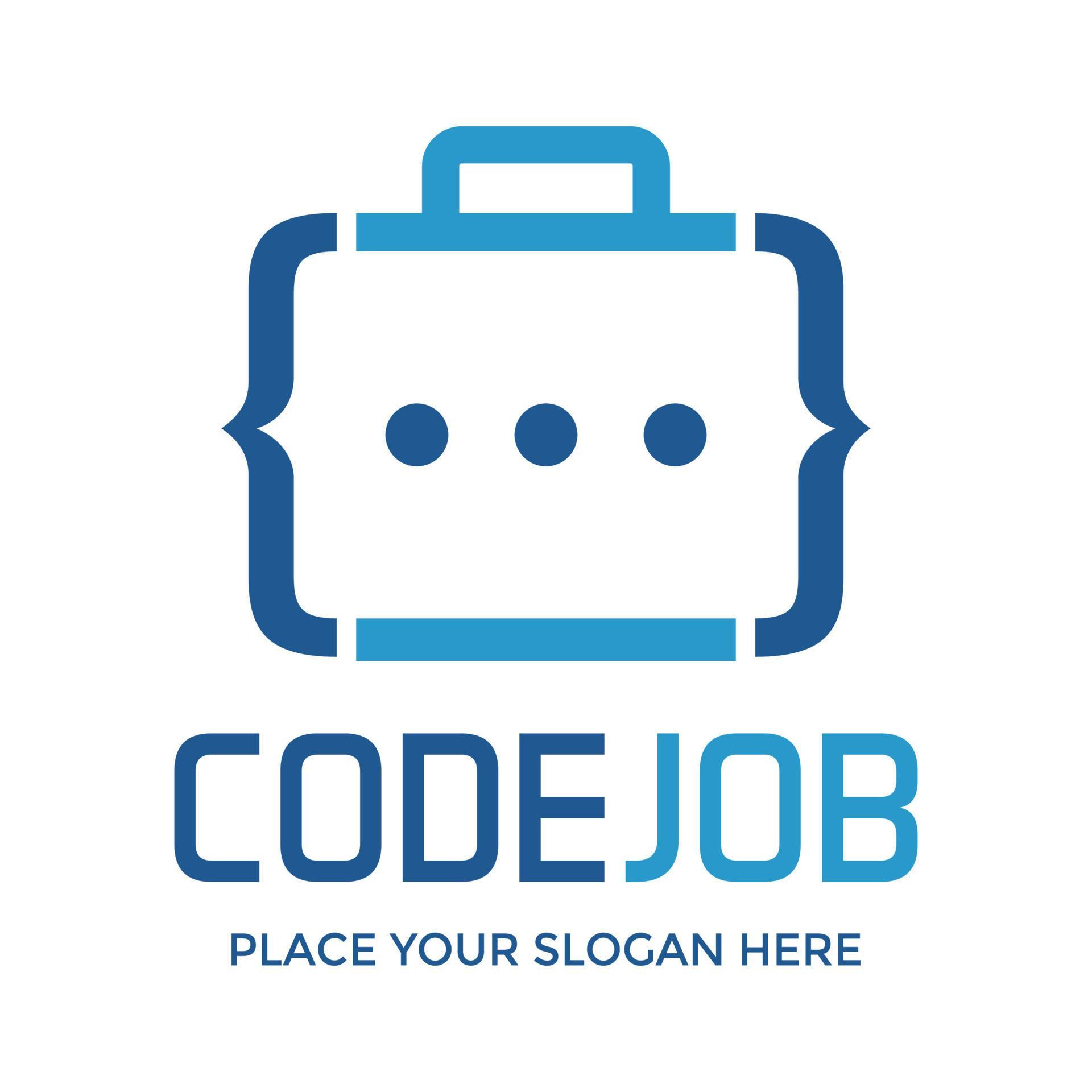 Job code vector logo template. Bag and script symbol design. Suitable