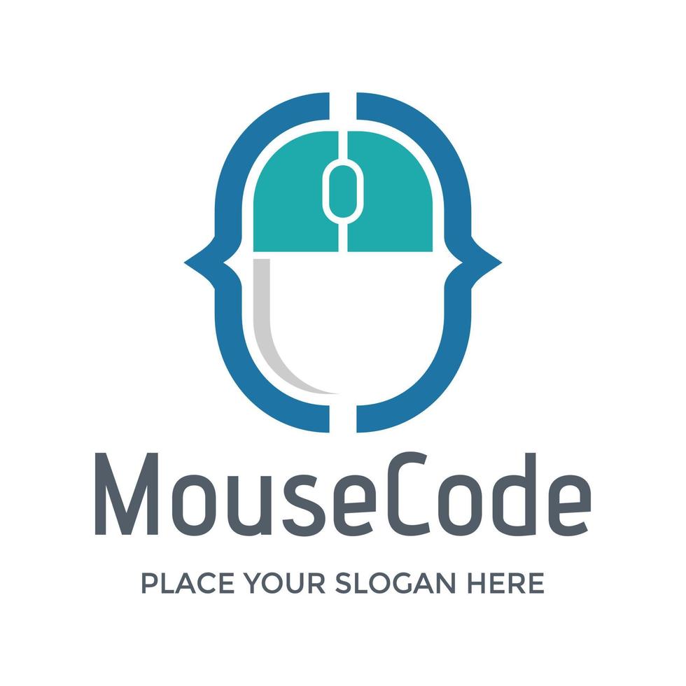 Mouse code vector logo template. This design use technology and developer symbol. Suitable for programmer business.