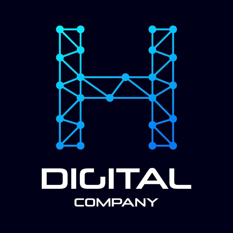 plantilla de logotipo de vector de letra h digital. este diseño utiliza tecnología y símbolo de punto. adecuado para la marca de identidad.