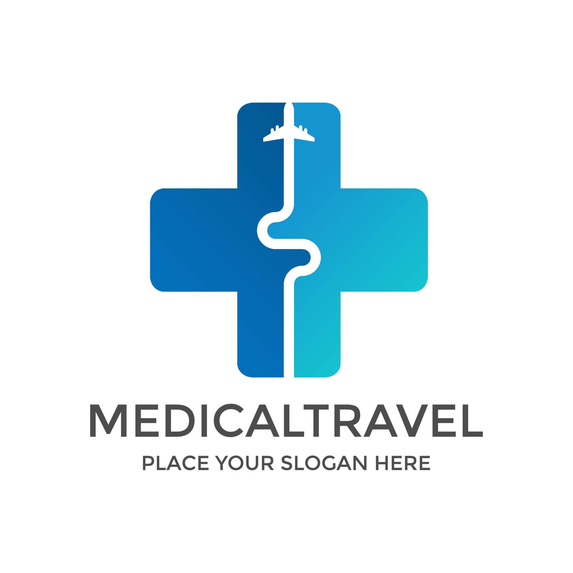 Medical travel vector logo template. This design use aircraft symbol
