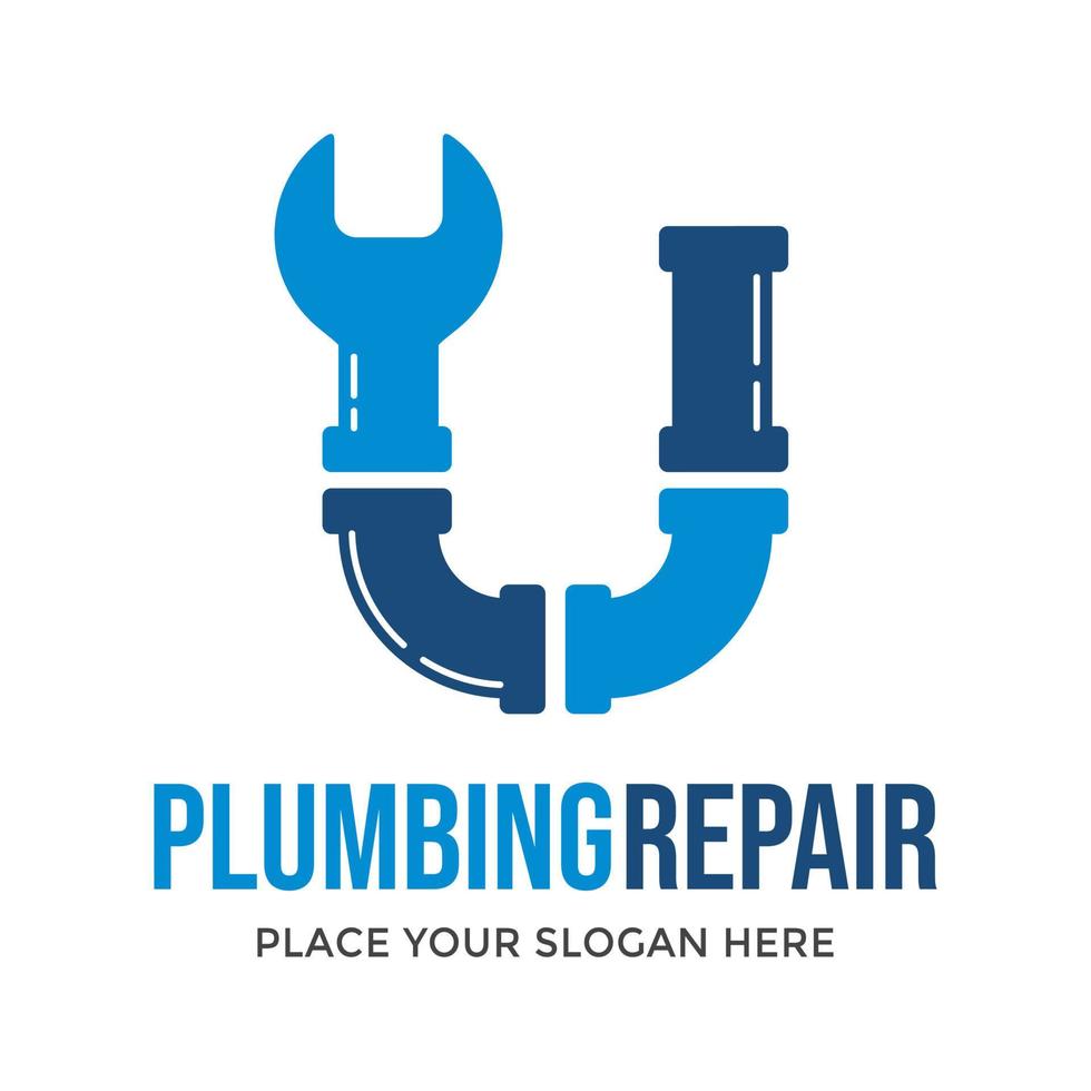 Plumbing vector logo template. This design use wrench symbol. Suitable for water industrial.