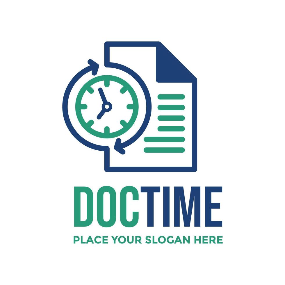 Document time vector logo template. This design use clock and paper symbol. Suitable for business.