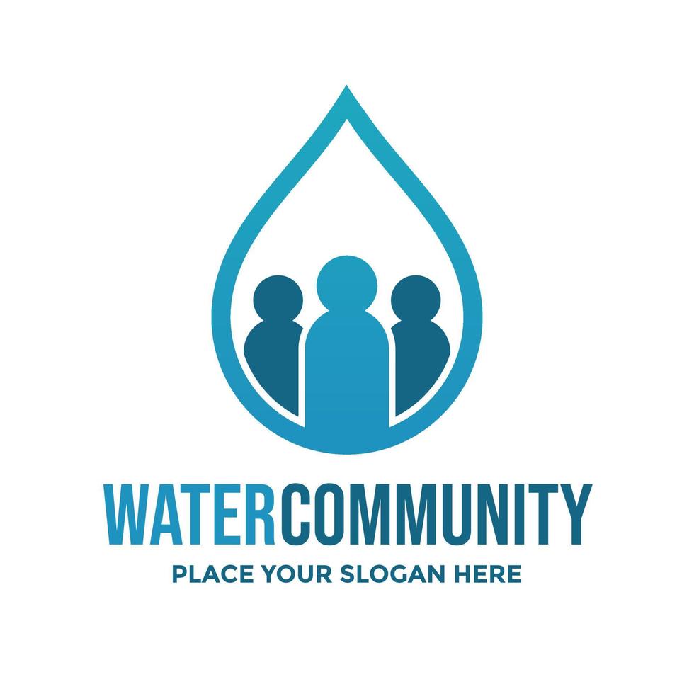 plantilla de logotipo de vector de comunidad de agua. este diseño utiliza símbolos humanos y de personas. adecuado para el entorno de apoyo.