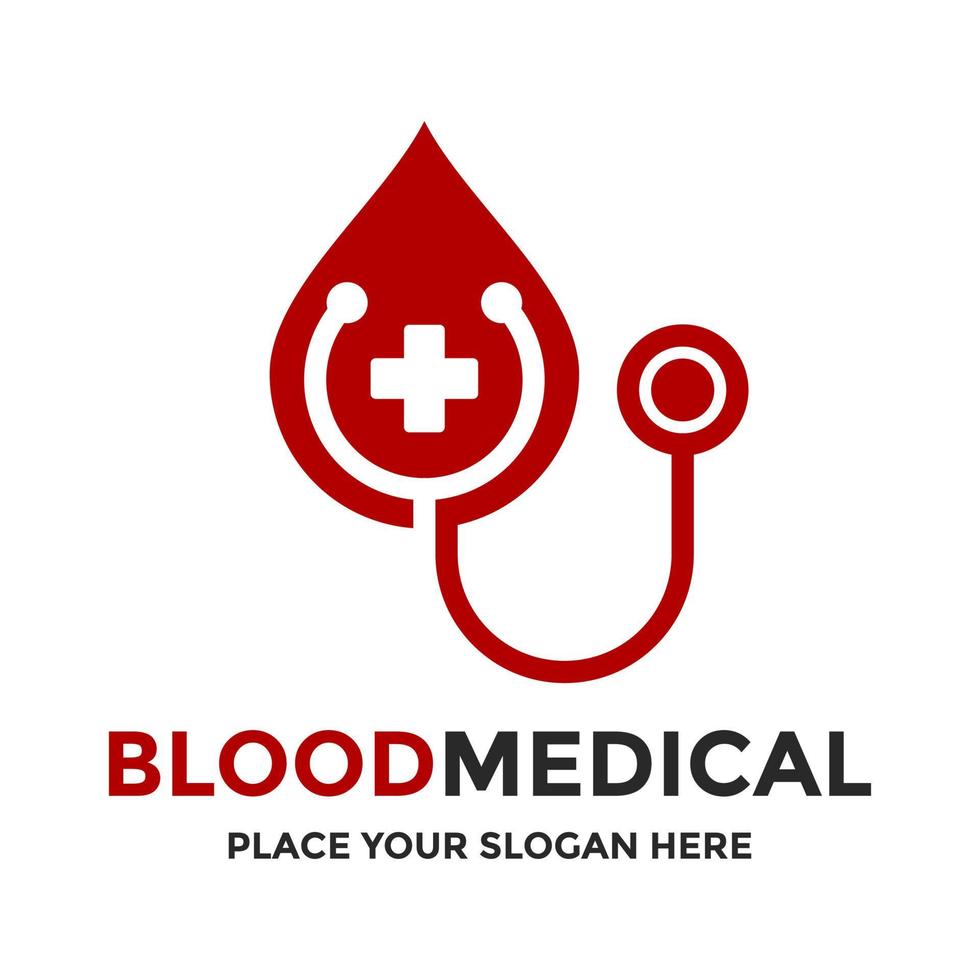 Blood medical vector logo template. This design use stethoscope symbol. Suitable for medical.