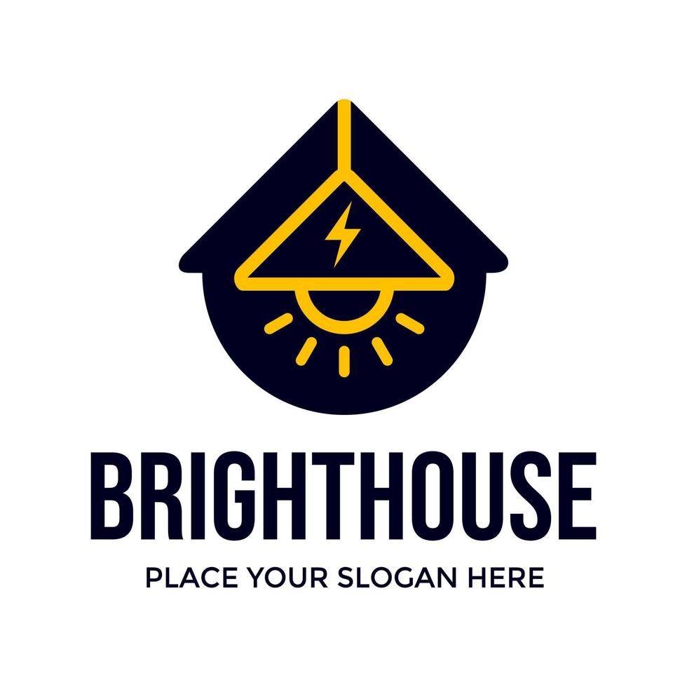 Bright house vector logo template. This design use lamp symbol. Suitable for home.