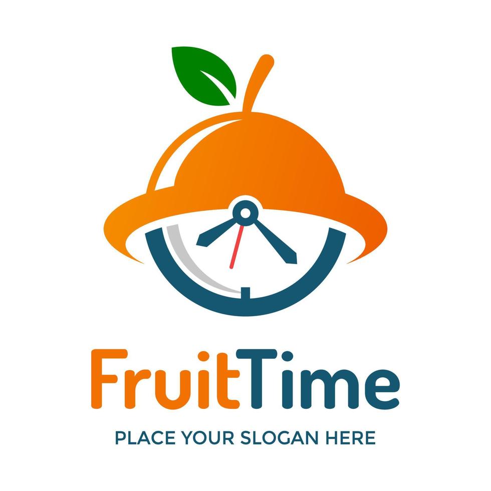 plantilla de logotipo de vector de tiempo de fruta. este diseño utiliza un símbolo naranja. Apto para negocio de salud y alimentación.