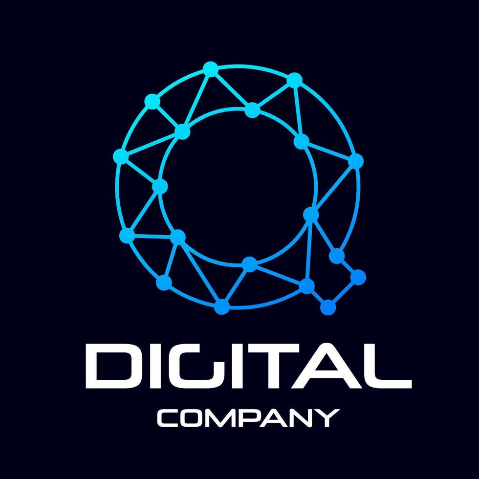 Digital letter Q vector logo template. This design use technology and dot symbol. Suitable for identity brand.