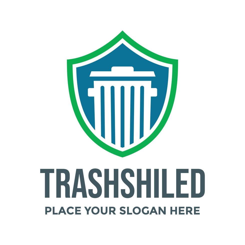 Trash shield vector logo template. This design use protection symbol. Suitable for environment business.