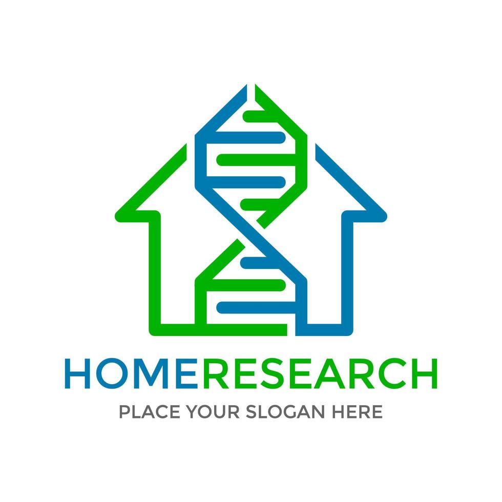 Home research vector logo template. This design use dna or chromosome symbol. Suitable for science or medical business.