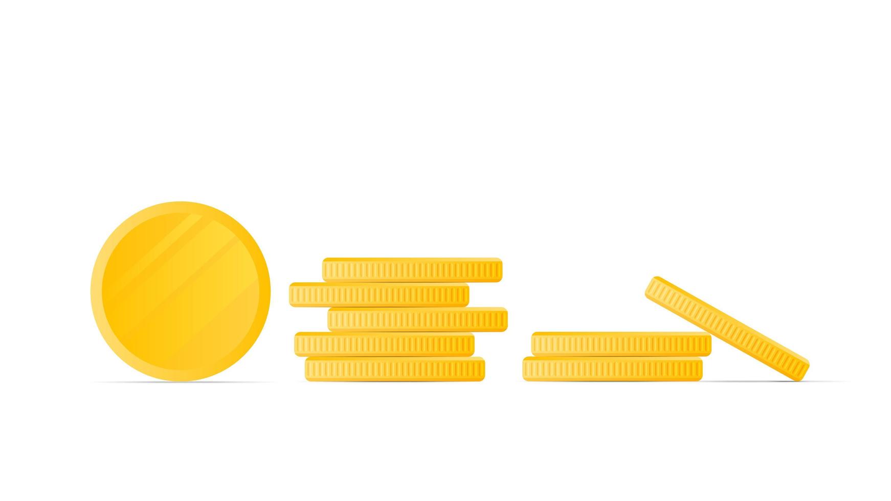 monedas de oro aisladas en un fondo blanco. pila de monedas de oro en un juego de estilo de dibujos animados. iconos del juego vector. vector
