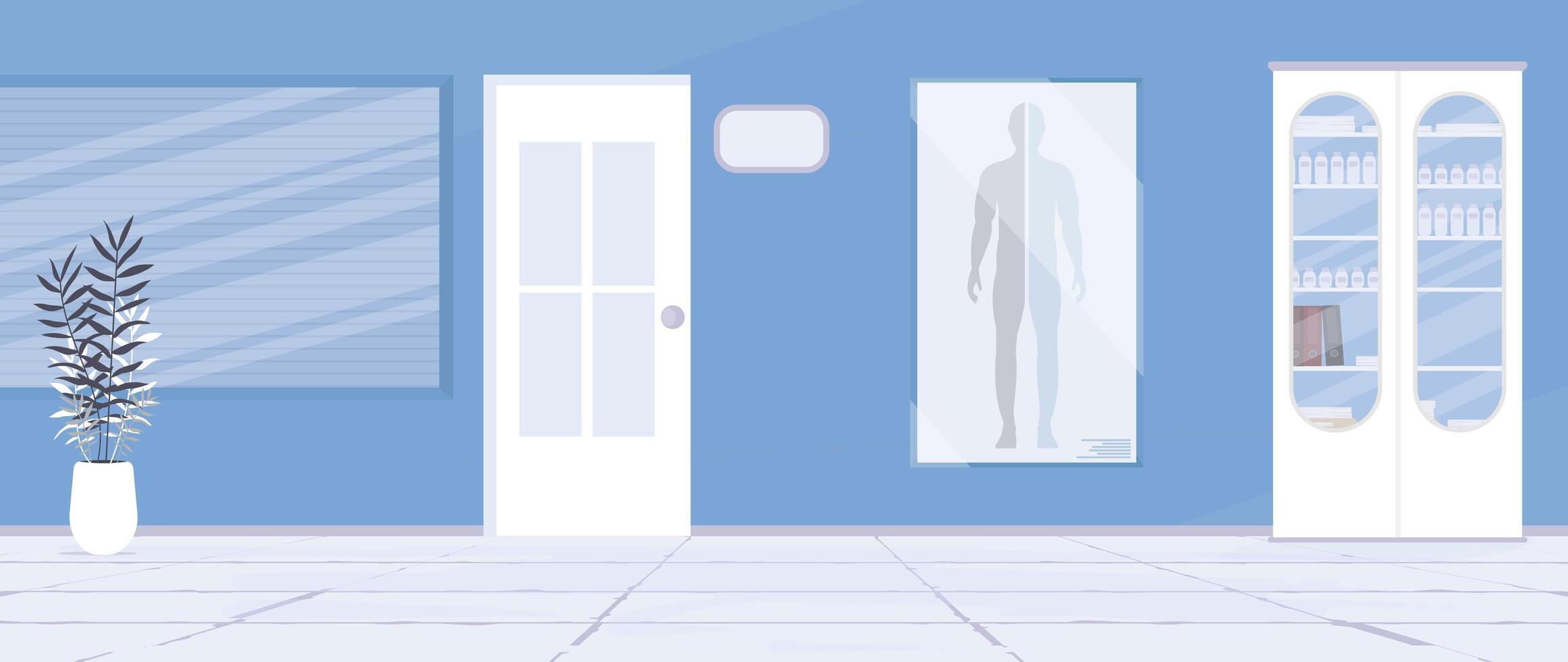 Admission to the hospital. Corridor to the medical office. . vector