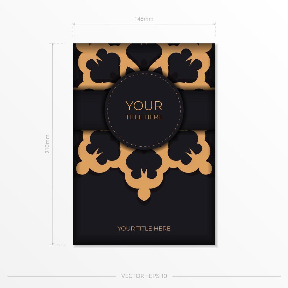 Dark postcard design with abstract vintage mandala ornament. Elegant and classic vector elements ready for print and typography.