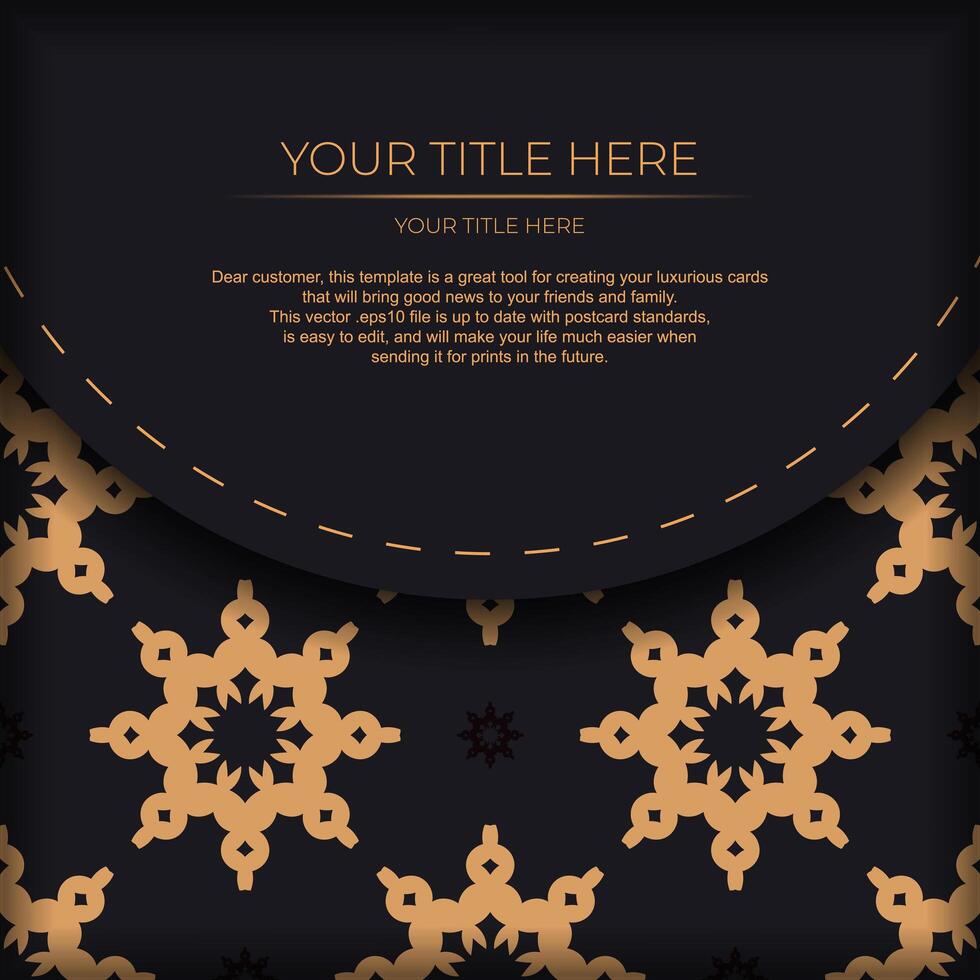Luxurious postcard design with abstract vintage mandala ornament. Can be used as background and wallpaper. Elegant and classic vector elements ready for print and typography.