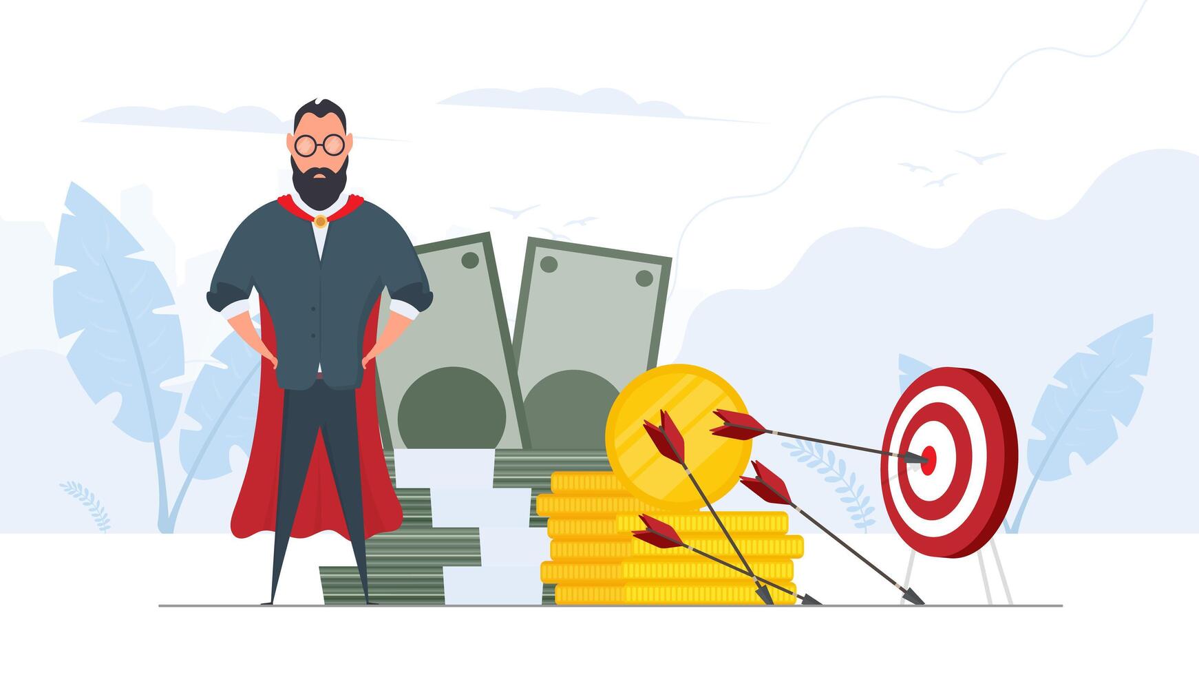 A man with a cape and a target on his back vector