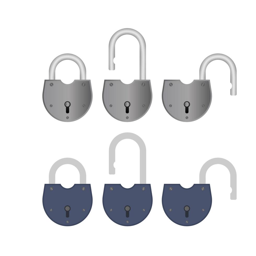 Old padlock in flat style. Antique padlock is isolated on a white background. . vector