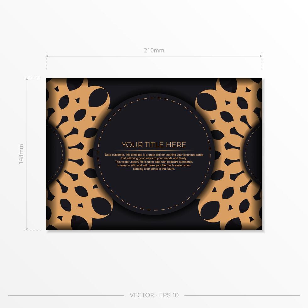 Dark postcard design with abstract vintage mandala ornament. Can be used as background and wallpaper. vector