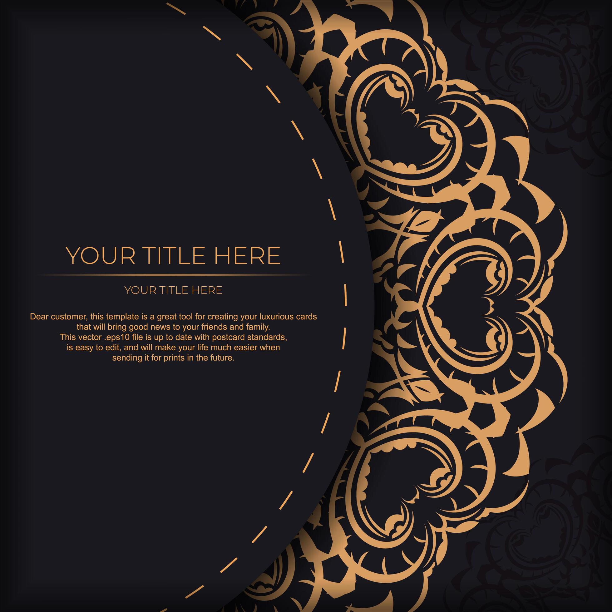 Luxurious postcard design with Indian vintage ornaments. Can be used as