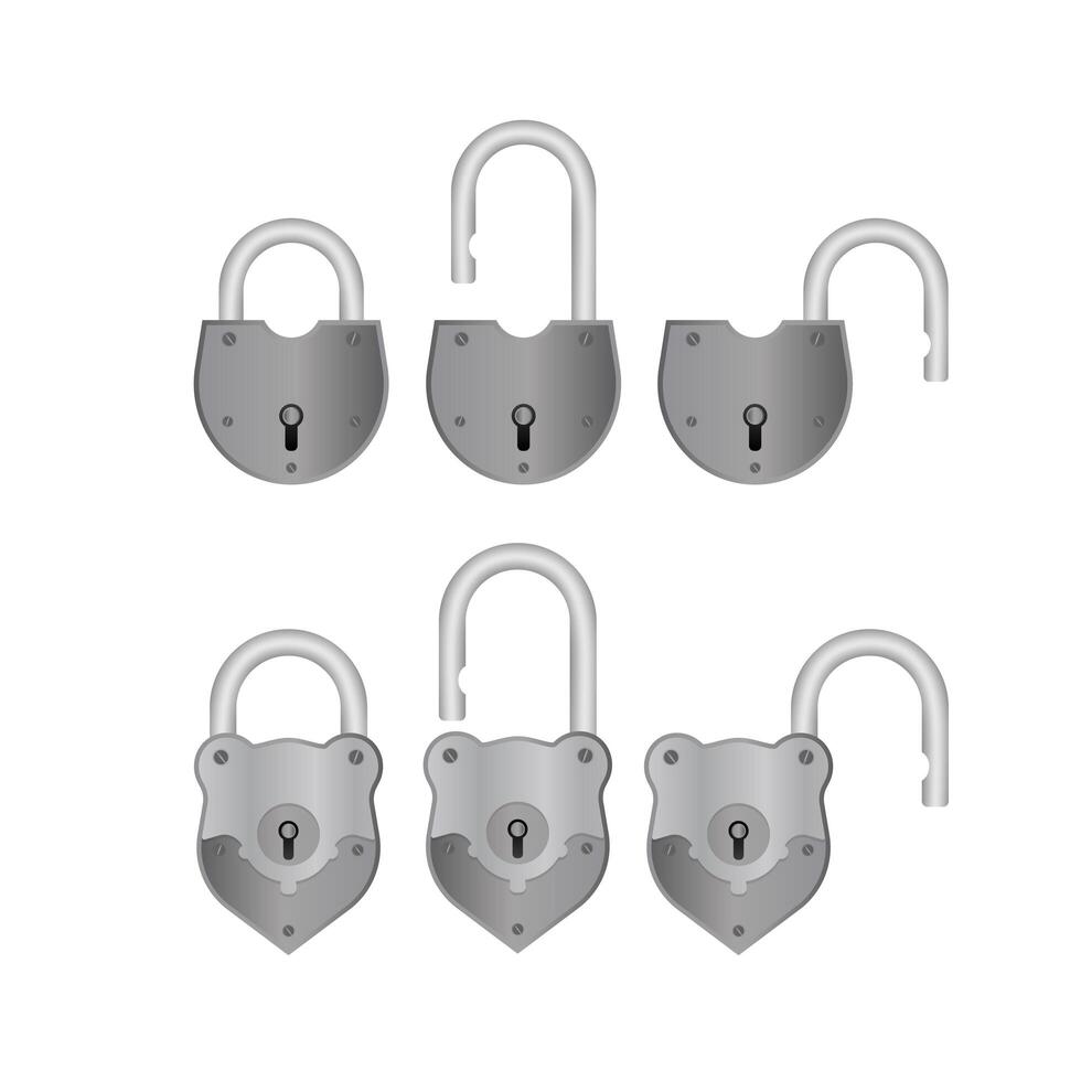 Old padlock in flat style. Antique padlock is isolated on a white background. Vector. vector